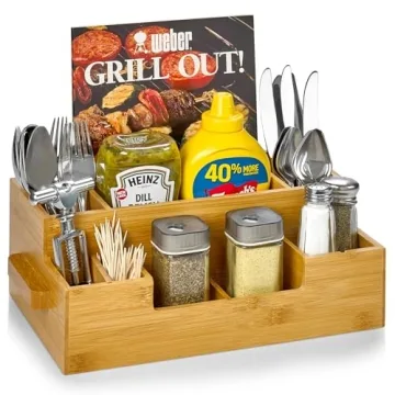 Bamboo Utensil Holder Caddy for Kitchen & Outdoors