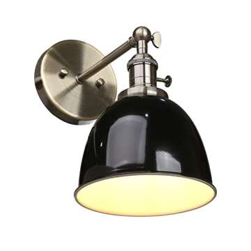 PERMO 6.3-Inch Black Metal Wall Sconce for Home Décor