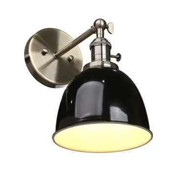 PERMO 6.3-Inch Black Metal Wall Sconce for Home Décor