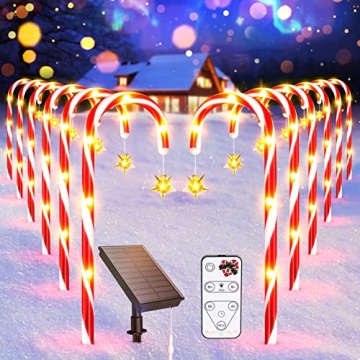 BUCASA Solar Candy Cane Lights for Festive Outdoor Decor