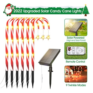 BUCASA Solar Candy Cane Lights for Festive Outdoor Decor