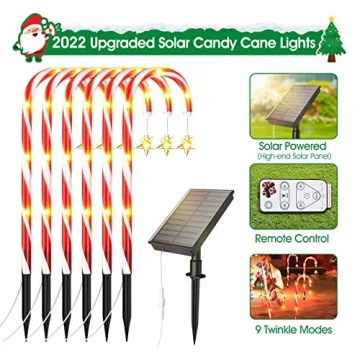 BUCASA Solar Candy Cane Lights for Festive Outdoor Decor