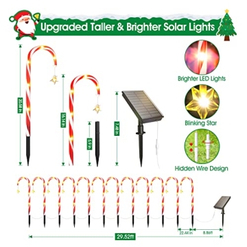 BUCASA Solar Candy Cane Lights for Festive Outdoor Decor