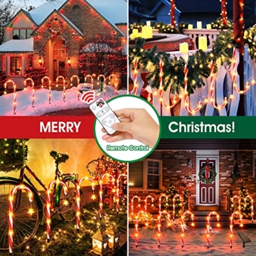 BUCASA Solar Candy Cane Lights for Festive Outdoor Decor