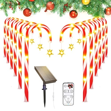BUCASA Solar Candy Cane Lights for Festive Outdoor Decor
