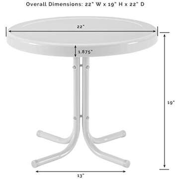 Crosley Furniture Griffith Weather Resistant Retro Metal Outdoor Side Table for Patio, Deck, Porch, Pink