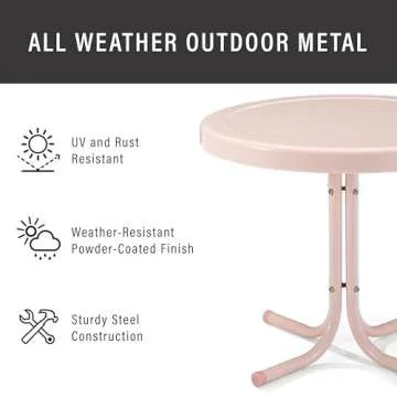 Crosley Griffith Retro Metal Outdoor Side Table - Pink