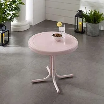 Crosley Griffith Retro Metal Outdoor Side Table - Pink