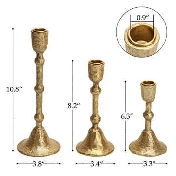 Elegant Gold Taper Candle Holders Set of 3 for Home Decor