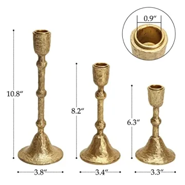 Elegant Gold Taper Candle Holders Set of 3 for Home Decor