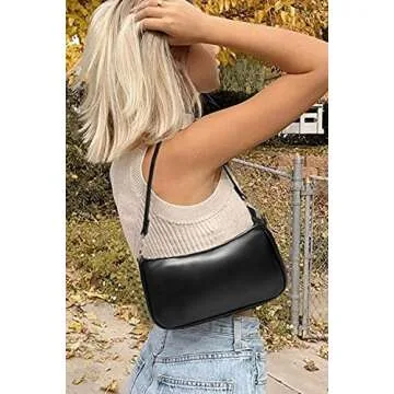 Apperloth Small Shoulder Bag with Zipper Closure Retro Classic Clutch Croc Tote HandBags for Women (Style 2 Black)