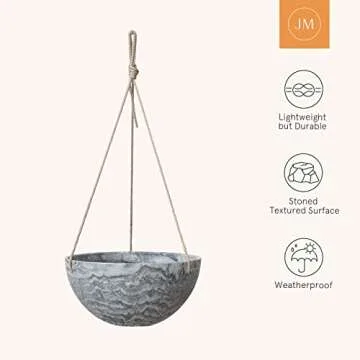 LA JOLIE MUSE Hanging Planter Flower Plant Pots - 10 Inch Indoor Outdoor Balcony Patio Hanging Basket Set of 2, Marble Pattern