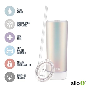 Ello Monterey 24oz BPA-Free Tumbler with Straw and Coaster