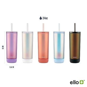Ello Monterey 24oz BPA-Free Tumbler with Straw and Coaster