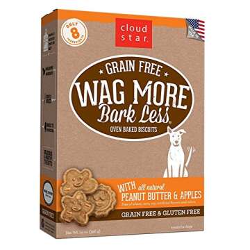 Cloud Star Wag More Bark Less Grain Free 14 oz Oven Baked Dog Treats, 3 Flavors Bundle