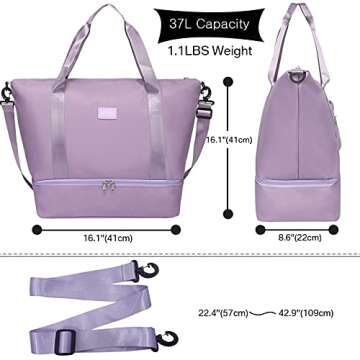 Ineetatu Travel Duffle Bag for Women, Weekender Overnight Bags with Shoe Compartment, Carry On Duffe...