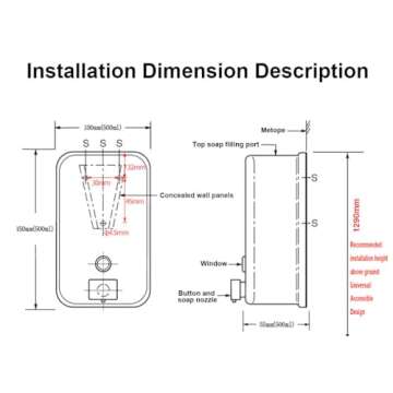 Commercial Wall-Mounted Soap Dispenser Stainless Steel Large Capacity for Hand Soap Anti-Rust Design for Bathrooms Hotels Restaurants or Home Use (Gold)