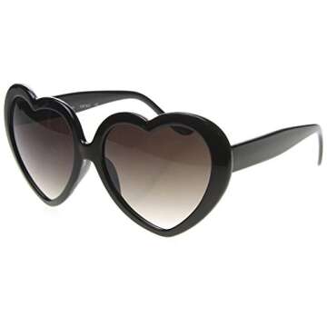 zeroUV Oversized Heart Shaped Sunglasses UV400 Cute Trendy Love Fashion Eyewear for Women 52mm (Blac...