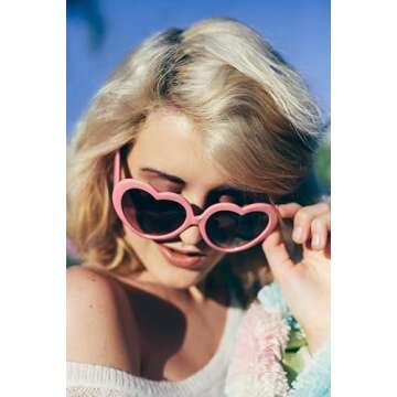 zeroUV Oversized Heart Shaped Sunglasses UV400 Cute Trendy Love Fashion Eyewear for Women 52mm (Black)