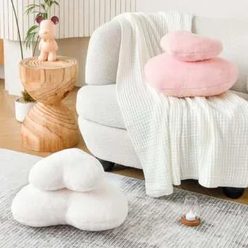 XVTRU Pink Heart Pillows, Cute Heart Decorative Pillow, Heart Shaped Throw Pillows for Bed, Faux Rabbit Fur Plush Hoom Decor Pillow Cushion for Chair Sofa Living Room (Mini 12.9" x 9.8")