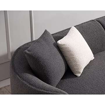 Acanva Luxury Modern Style Living Room Upholstery Curved Sofa with Chaise 2-Piece Set, Right Hand Facing Sectional, Pearl Boucle Couch, Dark Grey