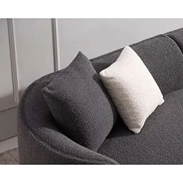 Acanva Luxury Modern Style Living Room Upholstery Curved Sofa with Chaise 2-Piece Set, Right Hand Facing Sectional, Pearl Boucle Couch, Dark Grey