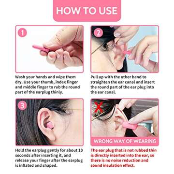 LYSIAN Ultra Soft Foam Ear Plugs for Sleep Noise Reduction -38dB Noise Cancelling Earplugs for Sleeping, Snoring, Shooting, Travel, Women-60 Pairs-Pink Color