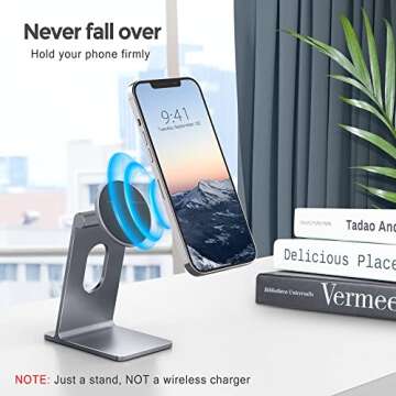 Lucrave Magnetic Phone Stand Holder for Desk, Adjustable Aluminum MagSafe Cell Phone Stand Cradle Co...