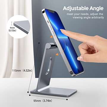 Lucrave Magnetic Phone Stand Holder for Desk, Adjustable Aluminum MagSafe Cell Phone Stand Cradle Compatible with iPhone 16 15 14 13 12 Pro Max Plus Mini MagSafe Case All Phones