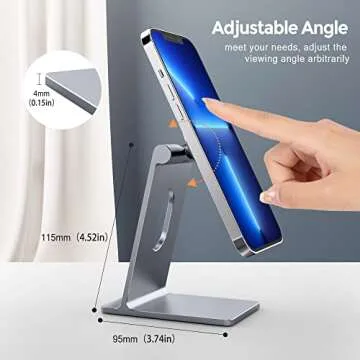 Lucrave Magnetic Phone Stand Holder for Desk, Adjustable Aluminum MagSafe Cell Phone Stand Cradle Compatible with iPhone 16 15 14 13 12 Pro Max Plus Mini MagSafe Case All Phones