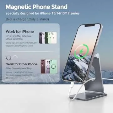 Lucrave Magnetic Phone Stand Holder for Desk, Adjustable Aluminum MagSafe Cell Phone Stand Cradle Compatible with iPhone 16 15 14 13 12 Pro Max Plus Mini MagSafe Case All Phones
