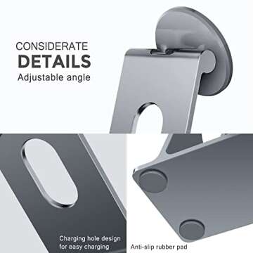 Lucrave Magnetic Phone Stand Holder for Desk, Adjustable Aluminum MagSafe Cell Phone Stand Cradle Compatible with iPhone 16 15 14 13 12 Pro Max Plus Mini MagSafe Case All Phones