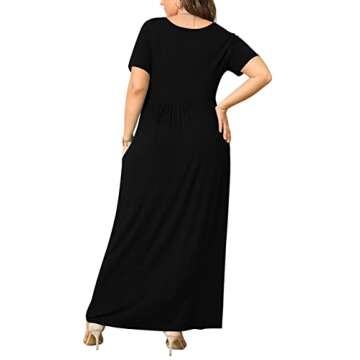 BISHUIGE Women Summer Casual XL-6X Plus Size Maxi Long Dresse with Pockets XX-Large, Black