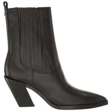 Sam Edelman Mandey Western Boot Black Leather 8 Medium