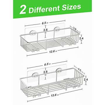 SMARTAKE 2-Pack Shower Caddy, Rustproof Bathroom Shelf Organizer with Hooks for Hanging Razor Sponge...