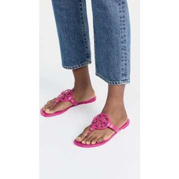 Tory Burch Women's Miller Sandals, Fuchsia, Pink, 8.5 Medium US