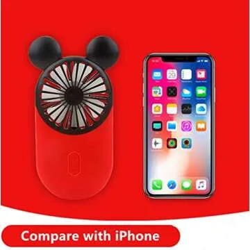 Kbinter Mini Fan - USB Rechargeable, Cute Mouse Design