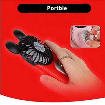 Kbinter Mini Fan - USB Rechargeable, Cute Mouse Design