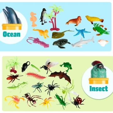 JOYIN 69 Pcs Realistic Animal Figures Playset for Kids