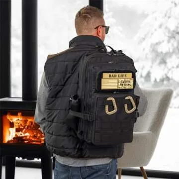 ActiveDoodie Dad Diaper Bag for Men with Removable Patches, Waterproof Tri-fold Changing Pad, Insulated Pouches, Molle Webbing, YKK Zippers, Black