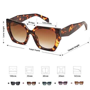 SOJOS Trendy Oversized Polarized Sunglasses Womens Big Square Cateye Sunnies, Lentes de sol para mujer SJ2205, Brown Tortoise/Brown