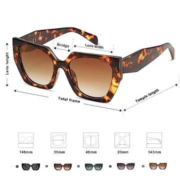 SOJOS Trendy Oversized Polarized Sunglasses Womens Big Square Cateye Sunnies, Lentes de sol para mujer SJ2205, Brown Tortoise/Brown