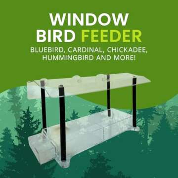 Nature Gear Window Bird Feeder, Acrylic Bird House with Sliding Tray, Clear Bird Feeders with Strong Suction Cups for Windows, Weather Resistant & Easy to Clean Bird Houses, Column
