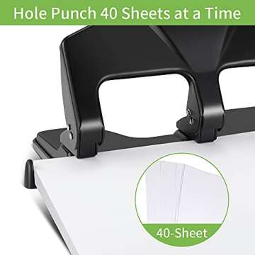 3 Hole Punch Heavy Duty, 40-Sheet Three Hole Punch, AFMAT Heavy Duty Hole Puncher 3 Ring, Large 3 Ho...