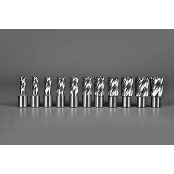 Annular Cutter Set 13 pcs JESTUOUS 3/4 Inch Weldon Shank 1 Cutting Depth and Cutting Diameter from 7/16 to 1-1/16 for Mag Drill Press HSS Standard Kit Two Flat with 2 Pilot Pins