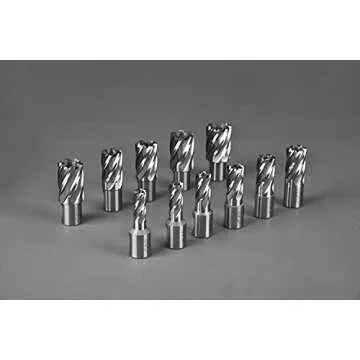 Annular Cutter Set 13 pcs JESTUOUS 3/4 Inch Weldon Shank 1 Cutting Depth and Cutting Diameter from 7/16 to 1-1/16 for Mag Drill Press HSS Standard Kit Two Flat with 2 Pilot Pins