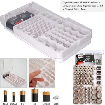 Yuecoom Battery Organizer with Tester Holds 93 Batteries