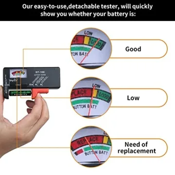 Yuecoom Battery Organizer with Tester Holds 93 Batteries