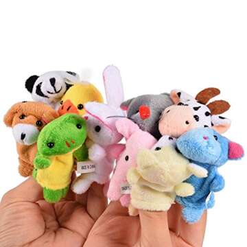 Acekid 10pcs Soft Plush Animal Finger Puppets Set