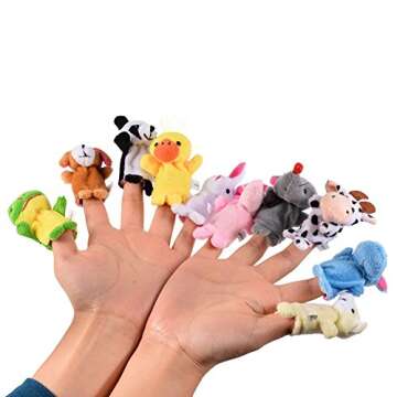 Acekid 10pcs Soft Plush Animal Finger Puppets Set